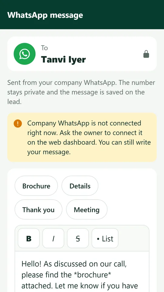 WhatsApp messaging from Nutaan CRM