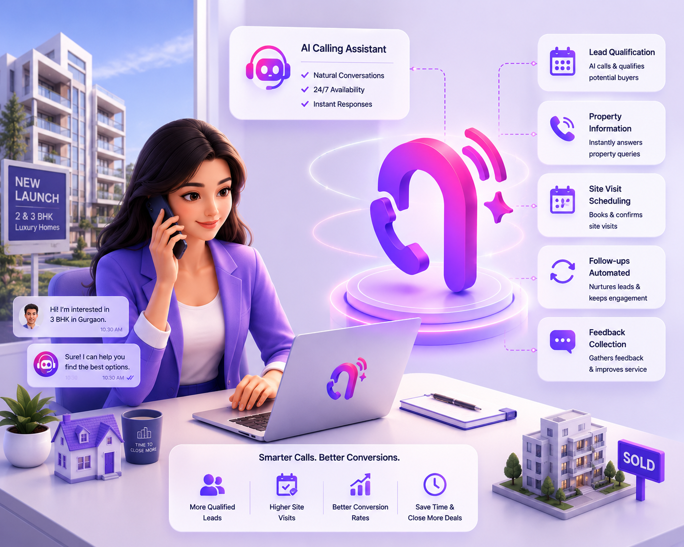 Real estate agent using Nutaan AI to qualify property leads